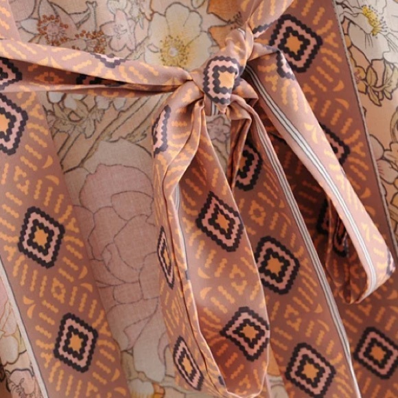 SOLD OUT Pink Bohemian Floral Maxi Duster Kimono Wrap Robe - Picture 13 of 16